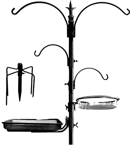 Ashman Premium Bird Feeding Station Kit, 22 Wide x 92 Tall (82 Above Ground Height), A Multi Feeder Hanging Kit and Bird Bath for Attracting Wild Birds