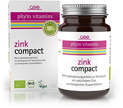 GSE Zink (BIO) - Bio Zink Tabletten - Für Immunsystem, Stoffwechsel, Haut, Haare & Nägel - Zink Vegan, aus Bio Guavenblattextrakt - Laborgeprüft, aus Deutschland - 60 Zinktabletten (für 30 Tage)