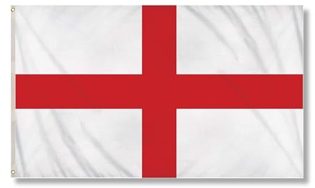 England St George Cross Flag 5ft x 3ft with Brass Eyelets – Polyester English Flag Banner for Football Matches, Cricket & Rugby, Home & Garden Display