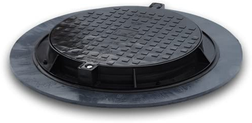 Varile 1000mm universal Schachtabdeckung aus Kunststoff Zisternendeckel I Gully (Schwarz)