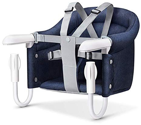Molinter Tischsitz Babysitz Faltbare Baby Hochstühle Reisehochstuhl für Tischplatten (Dunkelblau)