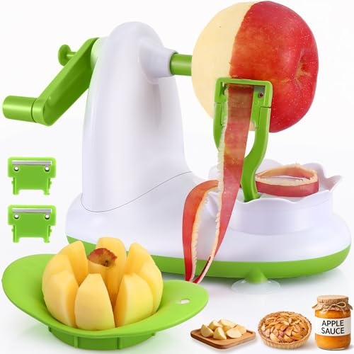 Pelador de manzanas, pelador de pera con 8 cuñas, cortador y descorazonador de manzanas, cuchillas de acero inoxidable cortador de manzanas