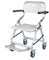 FKJLUN Toilettenstuhl Toilettensitz Tragbare Aluminium-Duschstuhl/WC-Stuhl, Klappbett Commodes Stuhl mit Rädern, faltbaren Armlehnen und Fußstützen, bis zu 120kg Sitzerhöhung Duschsitz WC Sitz