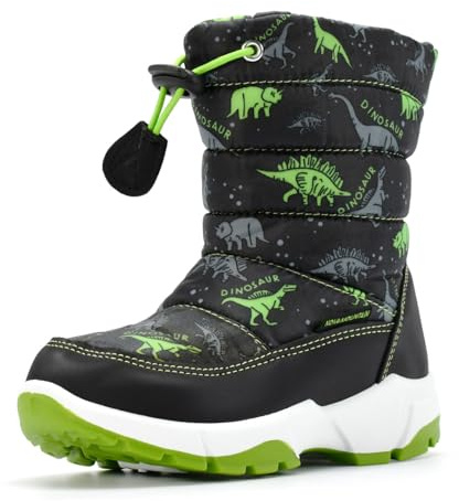 Nova Mountain Boys Girls Little Kids Winter Snow Boots,NF NFWB102 GreenDino 13