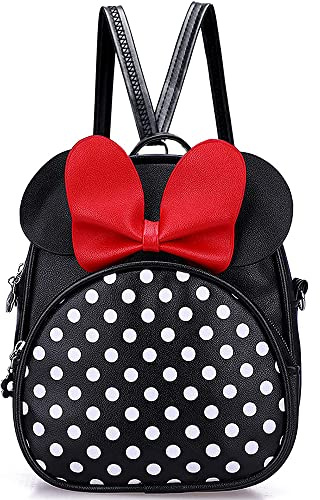 Voikukka Cute Girls Backpack for Toddler Girls Mini Mouse Backpacks Gift Disneyland Travel Bag Small Kids Backpack, Black, 10 x 9 inch, Minnie Mouse Backpack