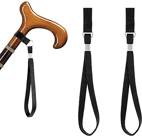 PlandleLee 2 muñequeras para bastones de caminar, Correa de muñeca para bastón, accesorios para muletas para caminar, muñequeras para muletas, correa para bastón de camin(negra)