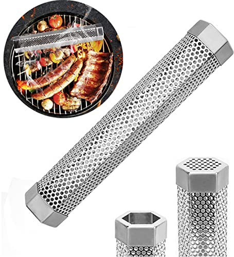 Tube de Fumée pour Granulés, Fumoir Barbecue, Fumoir Tube en Granulés en Acier Inoxydable, Générateur de Fumée Froide, Compatible avec Tous les Fumoirs électriques à Gaz et Charbon de Bois