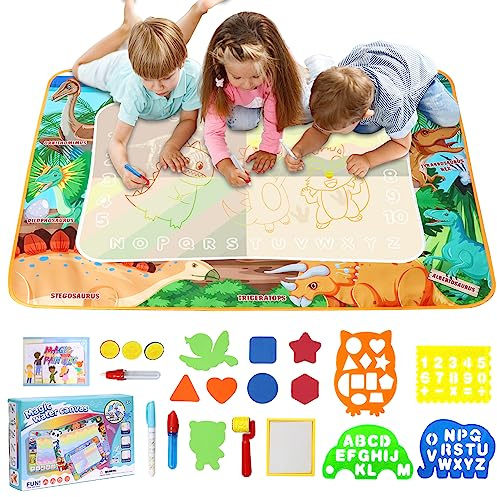 LEcylankEr Tappeto Magico 120 x 90 CM, Acqua Grandi per Bambini 2-7 Anni - Doodle Magico, Giocattolo Educativo/Regalo (Dinosauro)