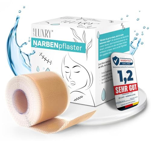 BS Luxry® Narbenpflaster 300 cm – Testsieger (Note 1,2) – Wiederverwendbares Silikonpflaster zur sichtbaren Narbenreduktion bei Kaiserschnitt, OP, Verbrennung, Keloid & Akne – UV-beständig