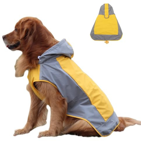 ClawsPurrfect Chien Capuche Imperméable Manteau: Léger Grand Moyen Réfléchissant Pliable Poncho Jaune 9