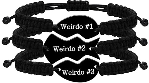 JunyiDIY 3-delat vänskapsarmband set – flätat rep hjärta pussel berlock graverad bästa vän evigt smycken för män kvinnor BFF matchande distansarmband, adjustable, Polyester, Ingen ädelsten