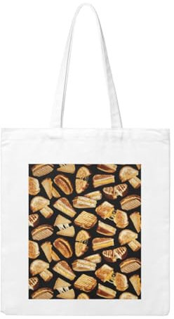 Wykjtwo Sándwiches de queso asado, Bolso de compras Bolsa de comestibles Bolsa de mano Bolsa de lona, ​​Bolsa de hombro de lona multiusos