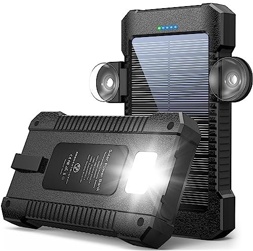 Power Bank Solar de 26800 mAh con Ventosa, Cargador Solar de 3 Puertos de Carga Rápida de 15 W con Linterna, SOS, luz Estroboscópica, Función Impermeable, Adecuado para Actividades al Aire Libre.
