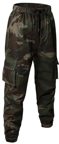 Pantalones cargo para hombre, de algodón, de camuflaje, elásticos, chinos, de corte regular, acolchados, monocolor, trekking, pantalones de carga, para correr, camuflaje, XS
