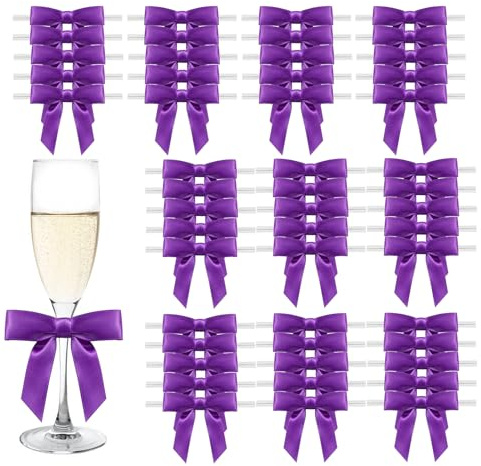 MORSUNBELA Lot de 50 nœuds pour Cadeaux de Noël, Mariages et emballages Cadeaux (Violet-12)