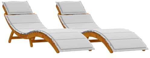 vidaXL Lettino Prendisole 2 PCS Grigio Chiaro Legno di Acacia Massello, Seduta da Giardino, Lettino Solare Moderno Rettangolare, reclinabile Elegante per terrazza e Relax all'aperto