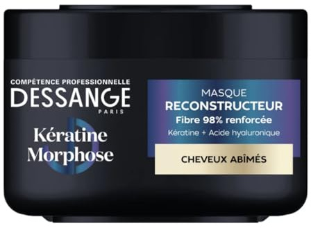 DESSANGE - Masque Cheveux Reconstructeur Kératine Morphose - Formule Enrichie En Kératine Végétale & Acide Hyaluronique - Répare & Protège La Fibre Capillaire - Cheveux Abîmés - 280ml