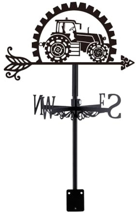 SUPERDANT Gear Tractor Weather Vane Black Weathervanes Farm Truck Wind Vanes for Yard Farmhouse Metal Weathervane Roof Mount for Gardens Outside Barn Sheds Patio Decorations Farmer Gifts