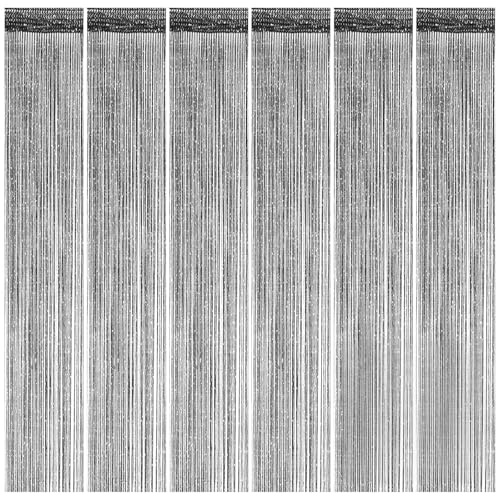 Yugada 6 Pack Black Door String Curtains 39'' x 79'' Decorative Doorway Bead Curtains Wall Panel Fringe Window Room Divider Hanging Boho Doors Tassel, Black