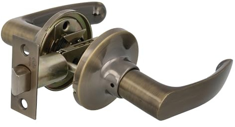 Amig - Juego de manillas - Manillas con picaporte cuadrado - Para puertas de paso - Zamak - Picaporte de entrada 60/70 mm incluido - Para puertas de madera de anchura de 35 a 45 mm - Cuero