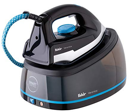 Fakir 4828001 Veronica/Dampf-Bügelstation, Bügeleisen-Dampfstation, Dampfbügeleisen, Titan-Bügelsohle, 5 bar Dampfleistung, Anti-Kalk-System, schwarz - 2400 Watt