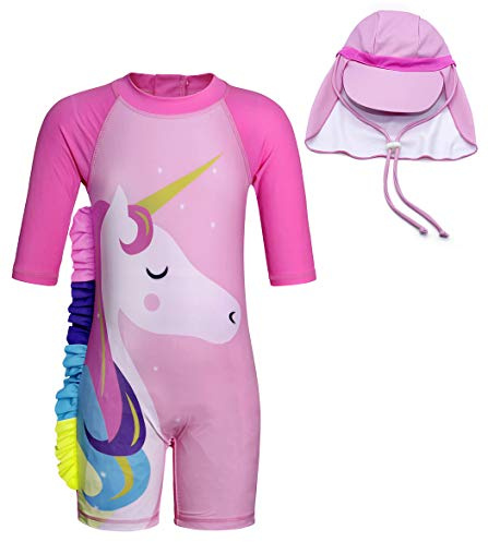 AmzBarley Girls Swimming Costumme Girls Unicorn Swimsuit UV Sun Protection Swimwear Childs Kids Rash Guard Pool Beach Holiday Bathing Suit Wetsuit Age 4-5 Years Size 5/120