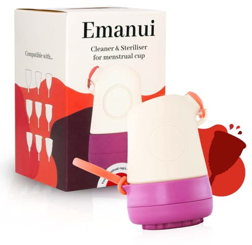 EMANUI Nettoyeur et Stérilisateur Portable de Coupes Menstruelles en Silicone | Lavage Facile | Matériaux Sûrs | Stérilisation par Micro-ondes | Pour toutes les Coupes avec Tige