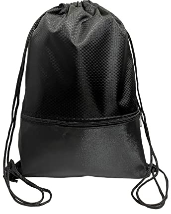 WESTEND CHOICE Drawstring Bag Gym School Swimming Bag Kids PE bags Rucksack Adults Backpack Travel bag Drawstring bag with zip pocket (Black)