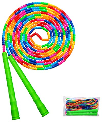 Kingcolor (1 Pack) 16ft Double Dutch Skipping Rope for Kids and Adults, Plastic Segmented Skipping Rope, Long Enough for 5-6 Jumpers (Green)