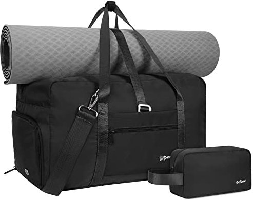 Sporttasche Damen Reisetasche mit Schuhfach & Nassfach und Kulturbeutel Yogatasche Trainingstasche Herren Gym Tasche Fitnesstasche, Schwarz