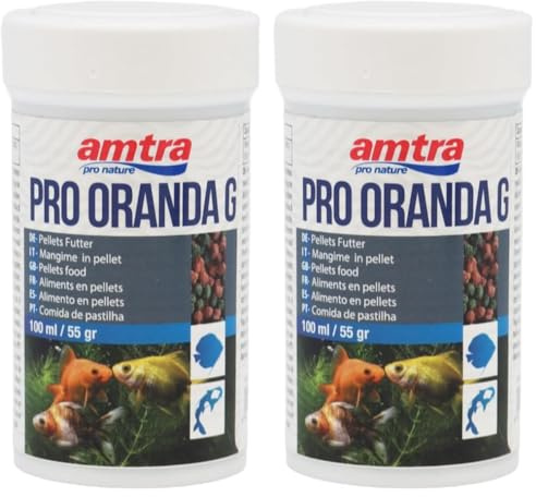 Amtra Pro Oranda Gran - Mangime completo granulare per pesci rossi ed affini, mix di pellet, 100 ml (Confezione da 2)