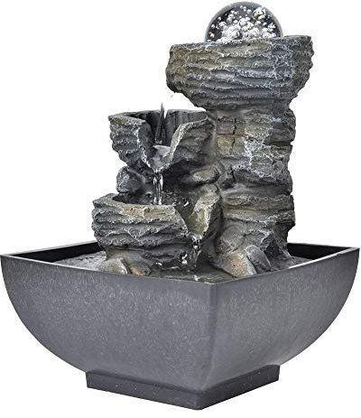 Zimmerbrunnen Wasserfall mit Beleuchtung, Schönen Brunnen Innenbereich Tischbrunnen Raumbefeuchter Brunnen Wasserbrunnen Wohnzimmer Deko, für Meditationund Entspannung