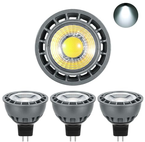 I-SHUNFA Bombillas LED MR16, AC/DC 12V, 500LM Blanco Frío 6000K Foco, 5W de Repuesto Para Bombillas Halógenas de 50W, Sin Parpadeos, No Regulable 45° Ángulo de Haz LED Spot MR16 (Pack de 4)