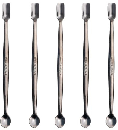 Briartw 5-Pack Dual-Ended Stainless Steel Craft Spoons - Precision Tools for Mess-Free Glitter, Resin, Epoxy, Embossing Powder, Sequins & Embellishments (6.7 inch, Black)