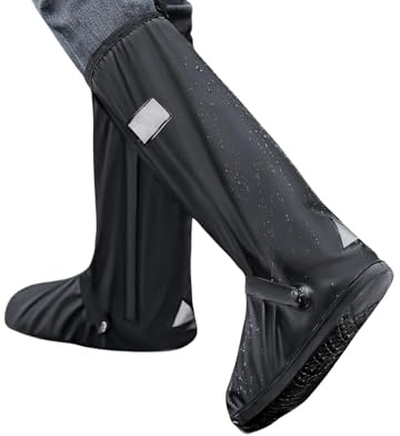 Amexo Couvre Chaussure Impermeable, Surchaussures Impermeables Couvre Chaussure Réutilisable Surchaussures Couvre Bottes Imperméable avec Bandes Réfléchissantes Antidérapant pour Hommes Femmes (M)