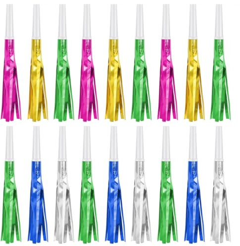 AEIOPRS 18 Pcs di cicalini soffiatori fischietti e trombette colorati per feste ideali per bambini e adulti durante le feste di compleanno