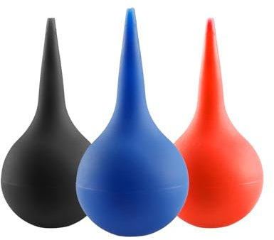 Tabanzhe Rubber Suction Ear Syringe Bulb-3PCS 60ml Ear Cleaner Bulb Ear Washing Bulb Syringe Washing Squeeze Bulb for Earwax Removal General Cleaning(Black,Red,Blue)