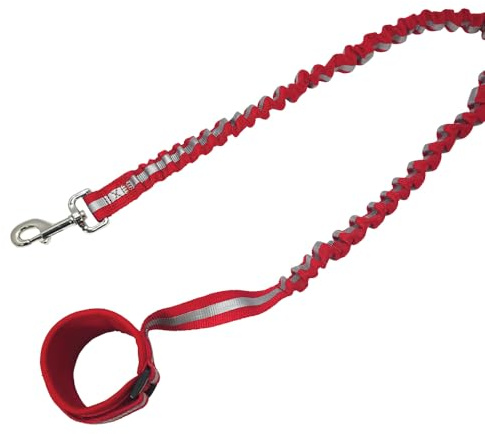 Nobby Guinzaglio da jogging elastico rosso, L: 100/150 cm, larghezza: 25 mm