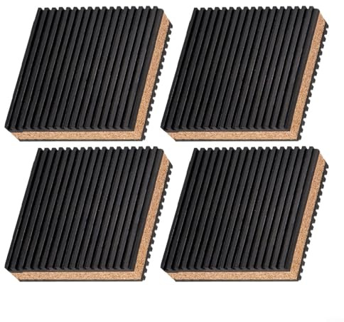 Alanmoship Industrial Rubber Cork Composite Mat Set Anti-Vibration Noise Reduction Pads For Heavy Equipment Machines Washing Machine 75X75X22.3mm 4 Pieces