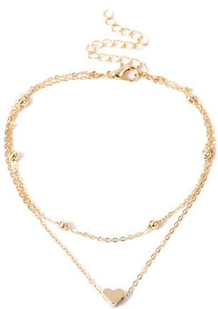 ZHITENG Chaine de Cheville, Bracelets de Cheville pour Femmes, Bracelet Reglable Empilable, Chevillere Bijoux Femme en Acier Inoxydable Bijoux de Pied Avec Coeur Pendentifs, Cadeau pour Filles (Or)