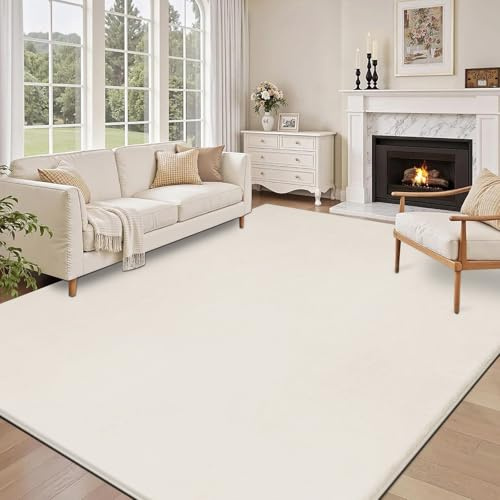 SHACOS Alfombras Grandes Lavables Antideslizantes Suaves Alfombras Modernas a Máquina Adecuadas para Salones, Dormitorios y Habitaciones Infantiles, Crema, 160 x 230 cm