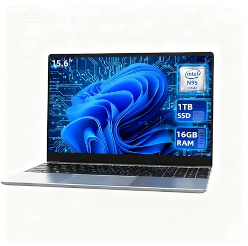 AKEDA Portátil 15,6 IPS FHD, 16GB RAM 1TB SSD, Windows 11 Pro, WiFi Dual-Band, Ligero Ordenador para Estudiantes y Oficina, HDMI/USB,Estudiantes y Uso Diario,Teclado US+Pellicola ES