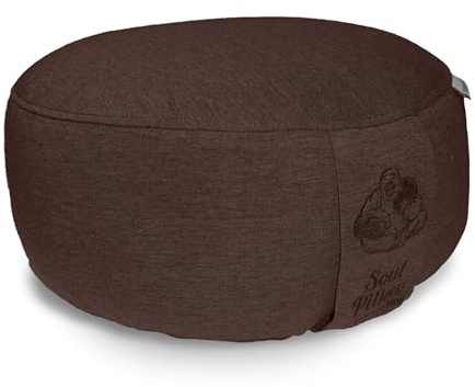 Soul Pillow Cojín de meditación, cojín de asiento de yoga, 15 cm de alto, diámetro 30 cm, con relleno de espelta, funda lavable, base de cojín de asiento para meditación y yoga, redondo, Oeko-Tex 100