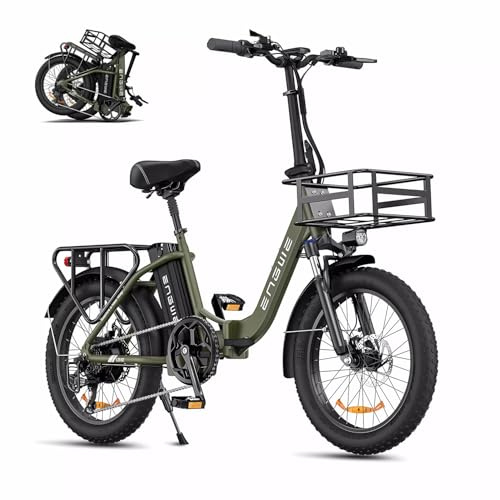 ENGWE Electric Bike for Adults 20 Foldable Electric Bicycle Trekking Step-through City E-Bike 36V 15.6Ah Removable Battery (Green)