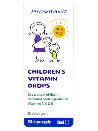 Provitavit Children's Vitamin Drops - NHS Recommended Vitamins A, C and D. | With NHS Advised 10 microgram (400IU) Dose of Vitamin D. Supports Healthy Bones, Teeth and Immune System. Birth to 5 years.