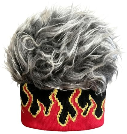 TINAYAUE Bonnet Hiphop Enfant - Bonnet Tricoté avec Perruque Chaud & Respirant Cool Bandeau Sport avec Fausse Cheveux pour Ski - Accessoire Street Style pour Fête et Quotidien - 52-55cm (2-9 Ans)