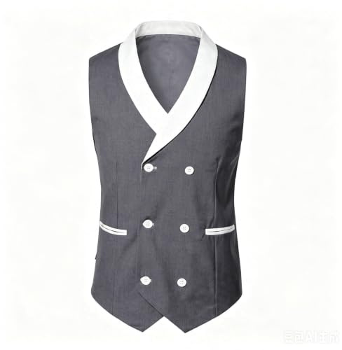 Fritidsväst för män med sjalkrage dubbelknäppt i färg elegant övergångsväst för outfits kan kombineras med kostymbyxor året runt bärbar kontrastrerad utformad figurnära skuren