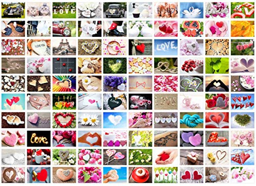 Edition Seidel Set de 100 cartes postales de mariage de qualité supérieure – Jeu de mariage : une carte postale de chaque semaine – Cadeau de mariage – Amour + Cœur – Idée de décoration, St-Valentin