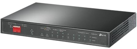TP-Link TL-SG1210P - Conmutador de escritorio Gigabit de 10 puertos con interruptor Ethernet PoE+ de 8 puertos (puerto PoE de 30 W y 63 W para todos los puertos PoE, no requiere configuración)