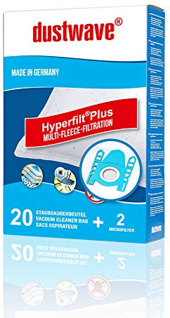 Dustwave® 20 Staubsaugerbeutel geeignet für Siemens VZ41GPlus MegaFilt Typ G Supertex mit Motorschutzfilter und Marken-Filtertüten - Made in Germany